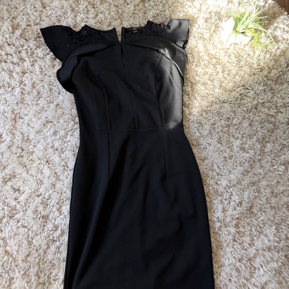 Elegant unique stylish knitee Black Mini Dress with Cap Sleeves